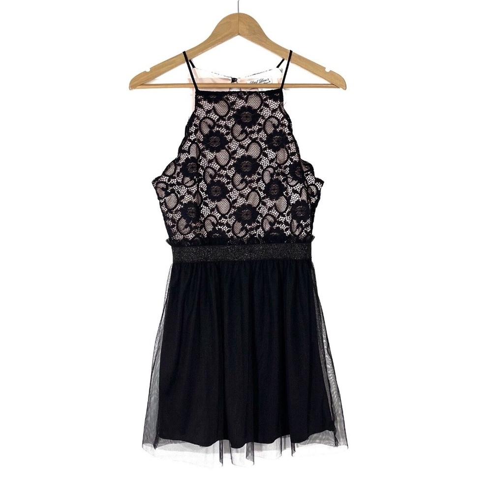 Lots of Love by Speechless Junior’s Size Small Black Lace Mesh Mini Dress NWT